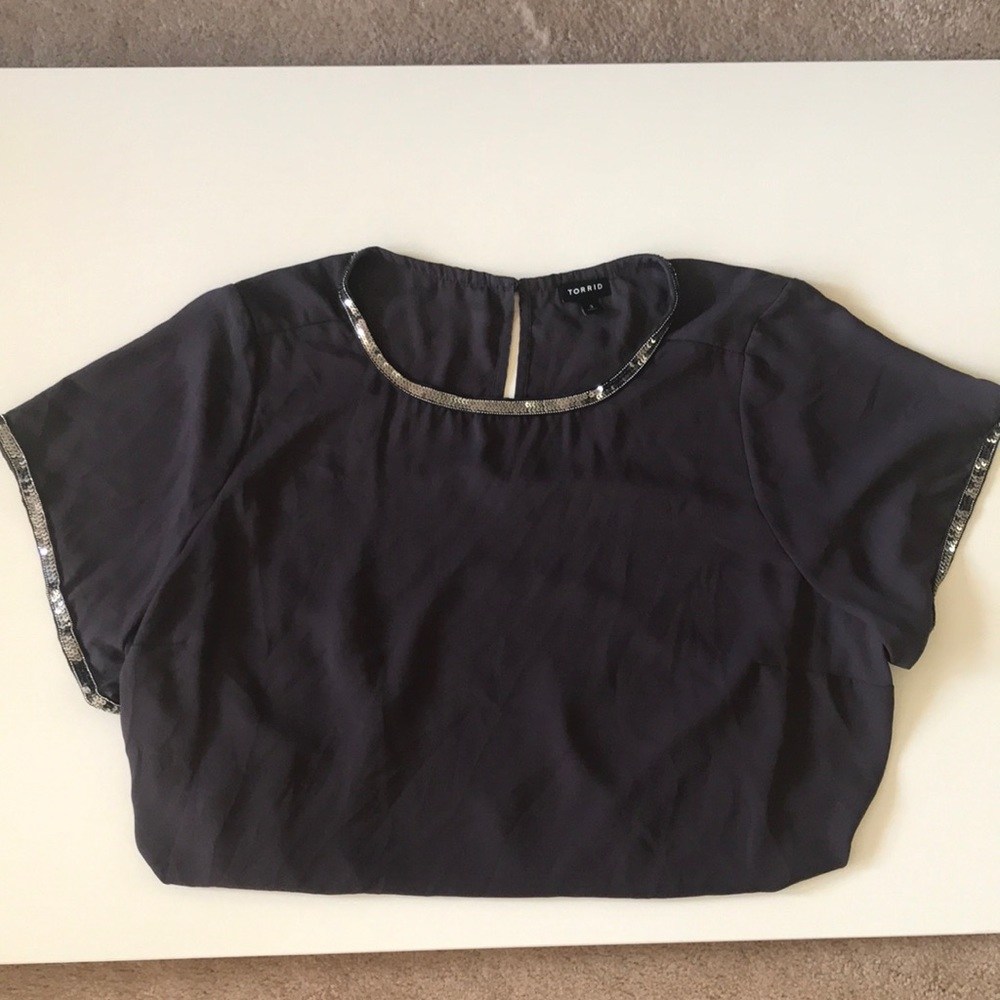 TORRID- Gray sequin blouse-3